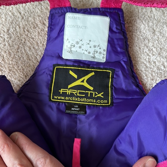 Arctix Kids Insulated Snow Bib Overalls Pink 18M. - Picture 6 of 6